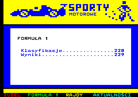 223.1 FORMU�A 1 Klasyfikacje...............228 Wyniki.....................229